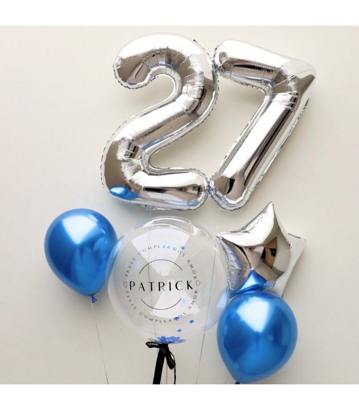 Silver Numbers Birthday Loons